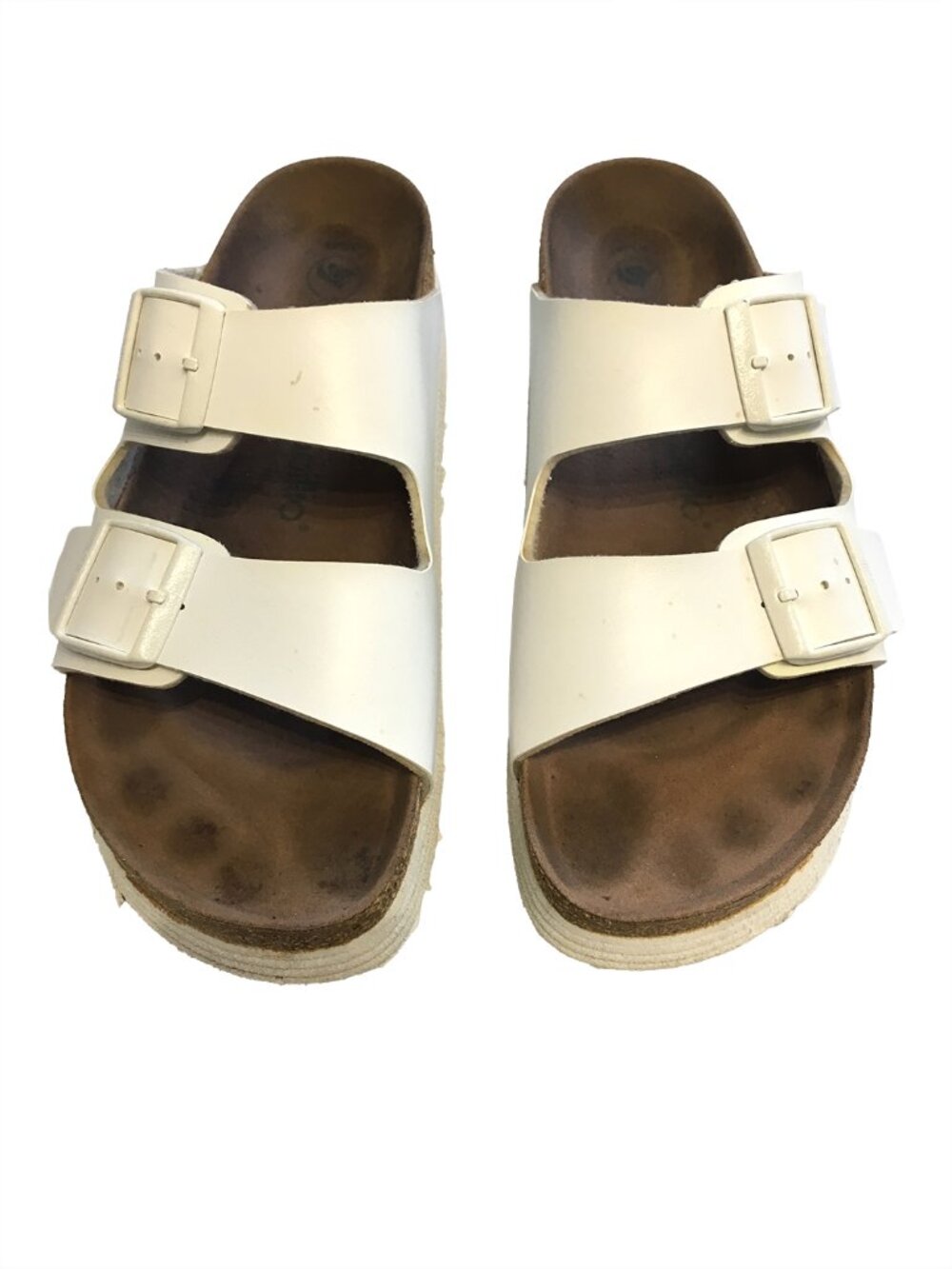 Papillio by Birkenstock Arizona Platform Vegan White Sandals Size 41